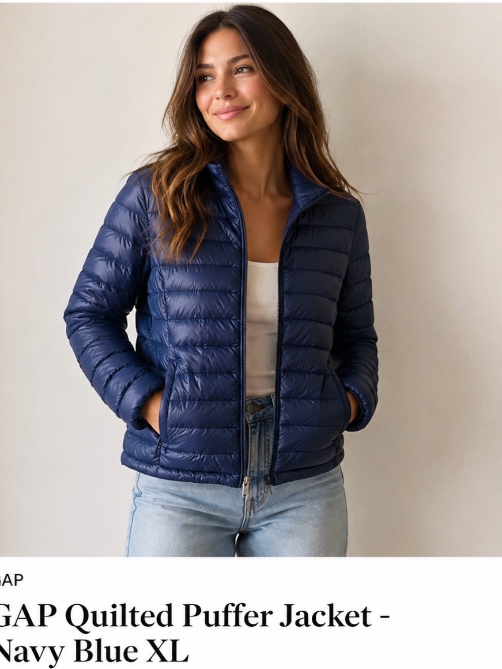 GAP Quilted Puffer Jacket - Navy Blue XL